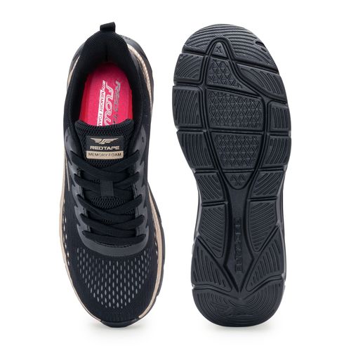 Buy Red Tape Women Textured Black Walking Shoes Online