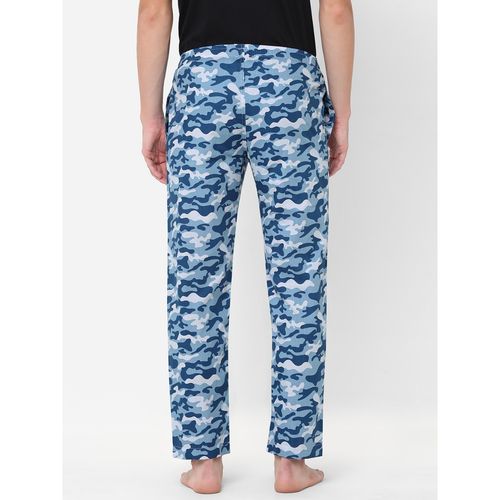 Urban Scottish Mens Camouflage Printed Cotton Pyjamas Blue (S)