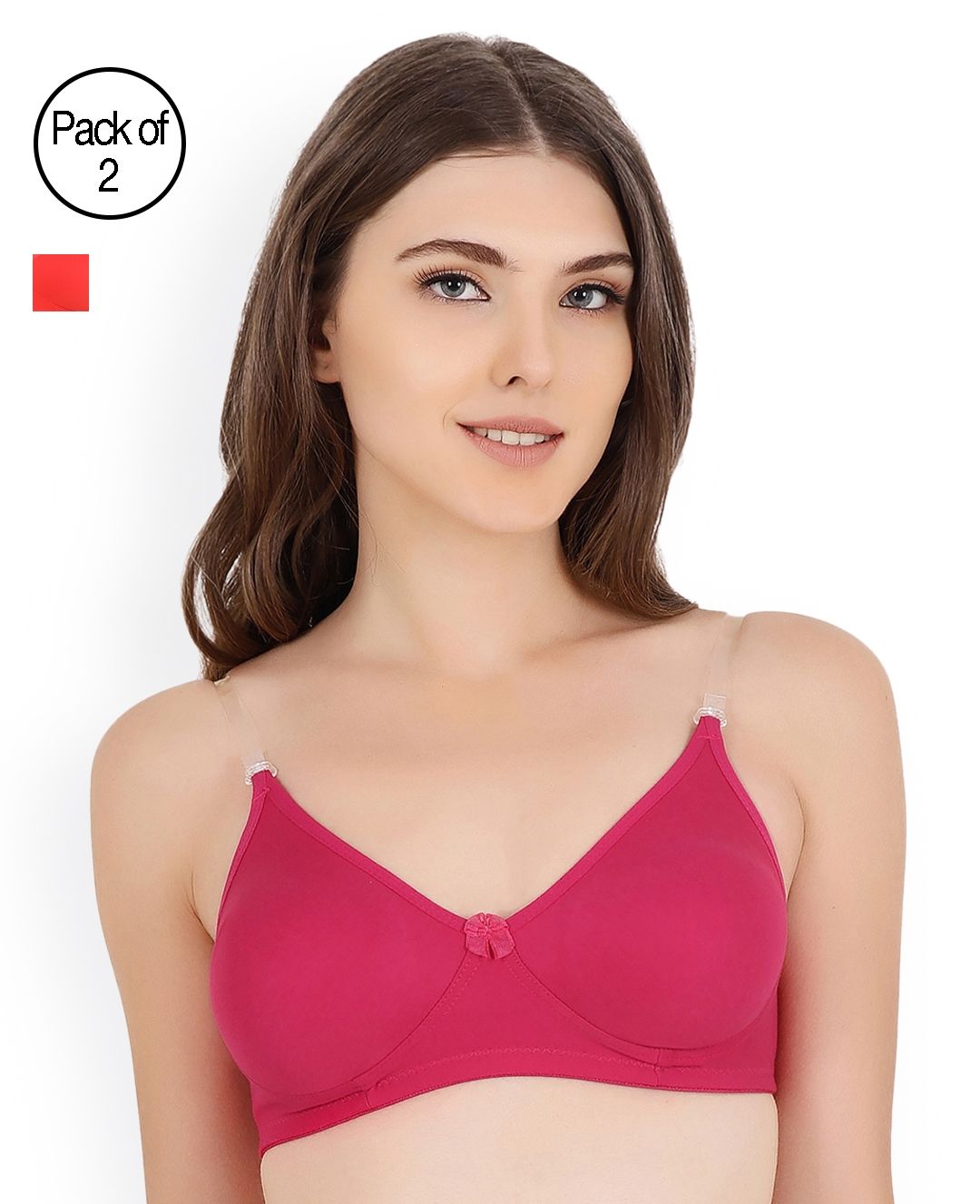 Buy Floret Double Layered Wirefree T-Shirt Bra - Red at Rs.429 online