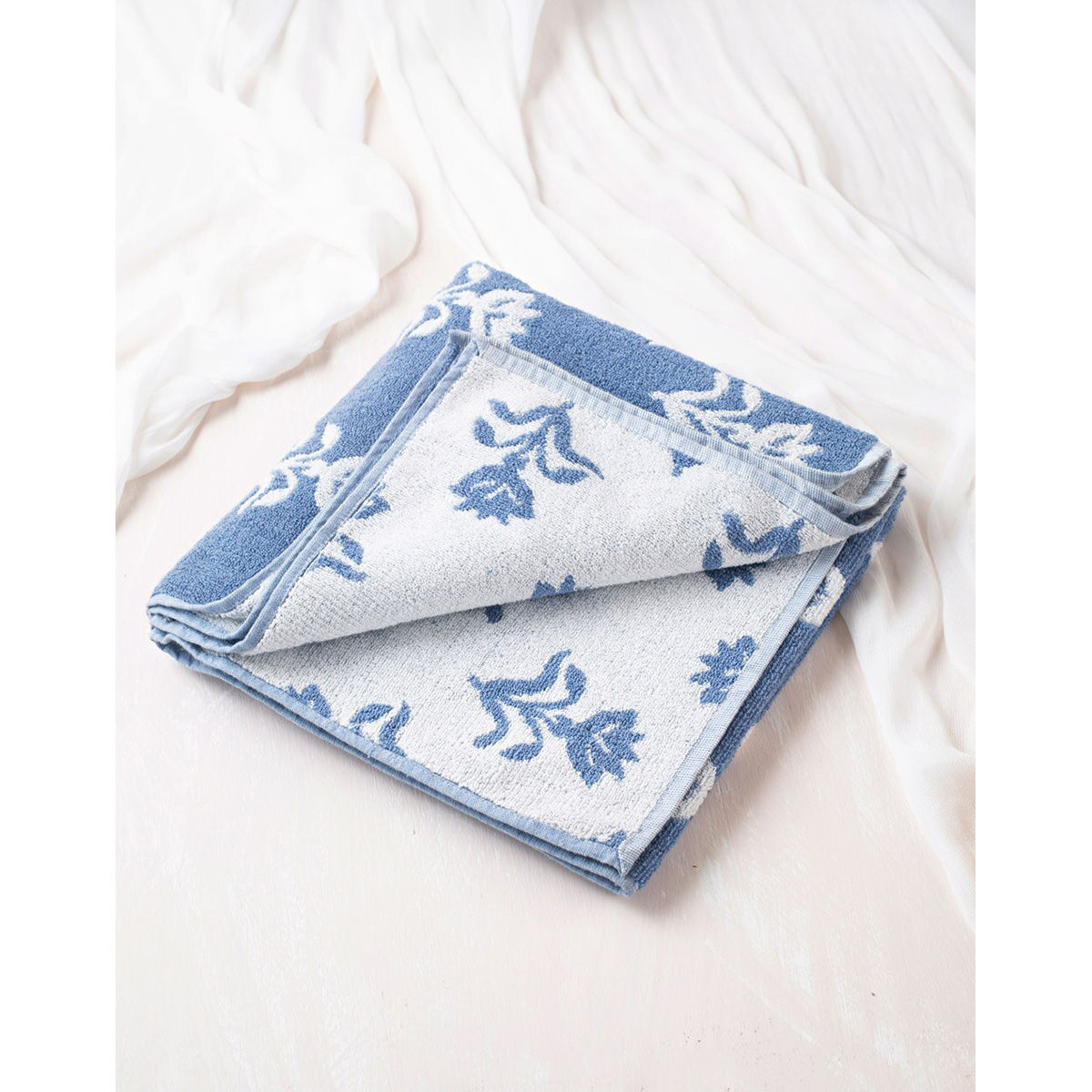 Fabindia Blue Vikal Cotton Bath Towel Buy Fabindia Blue Vikal Cotton