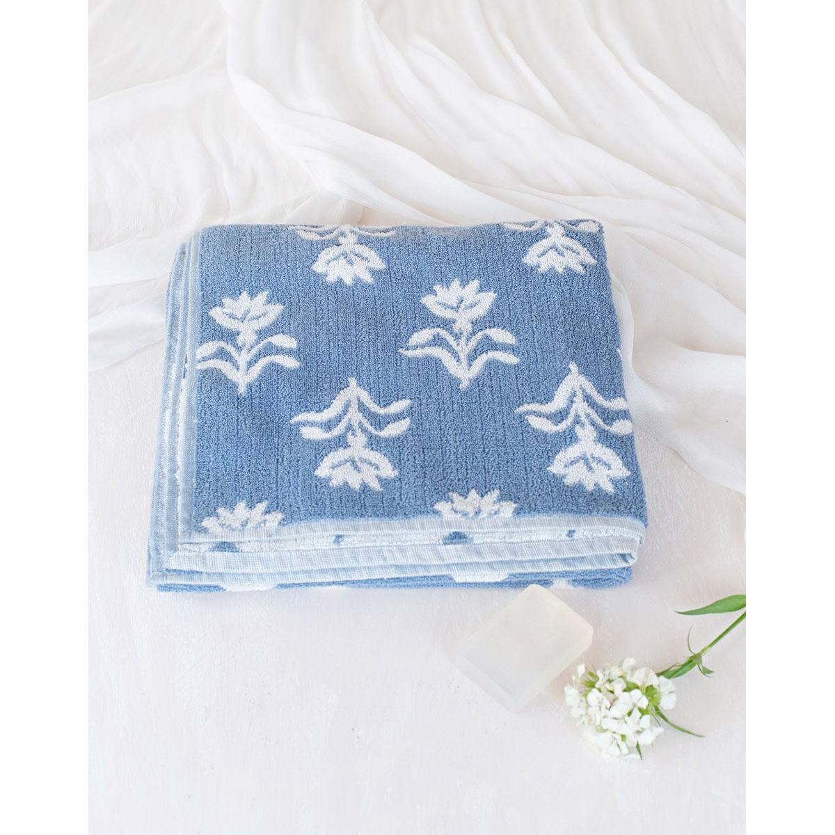 Fabindia Blue Vikal Cotton Bath Towel Buy Fabindia Blue Vikal Cotton