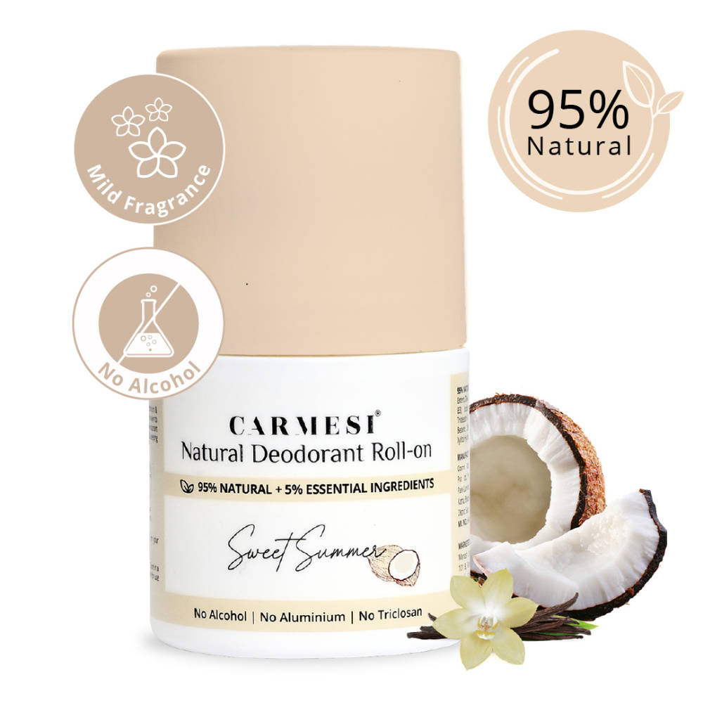 Carmesi Natural Underarms Roll On Deodorant For Women - Sweet Summer, No Alcohol Or Aluminium