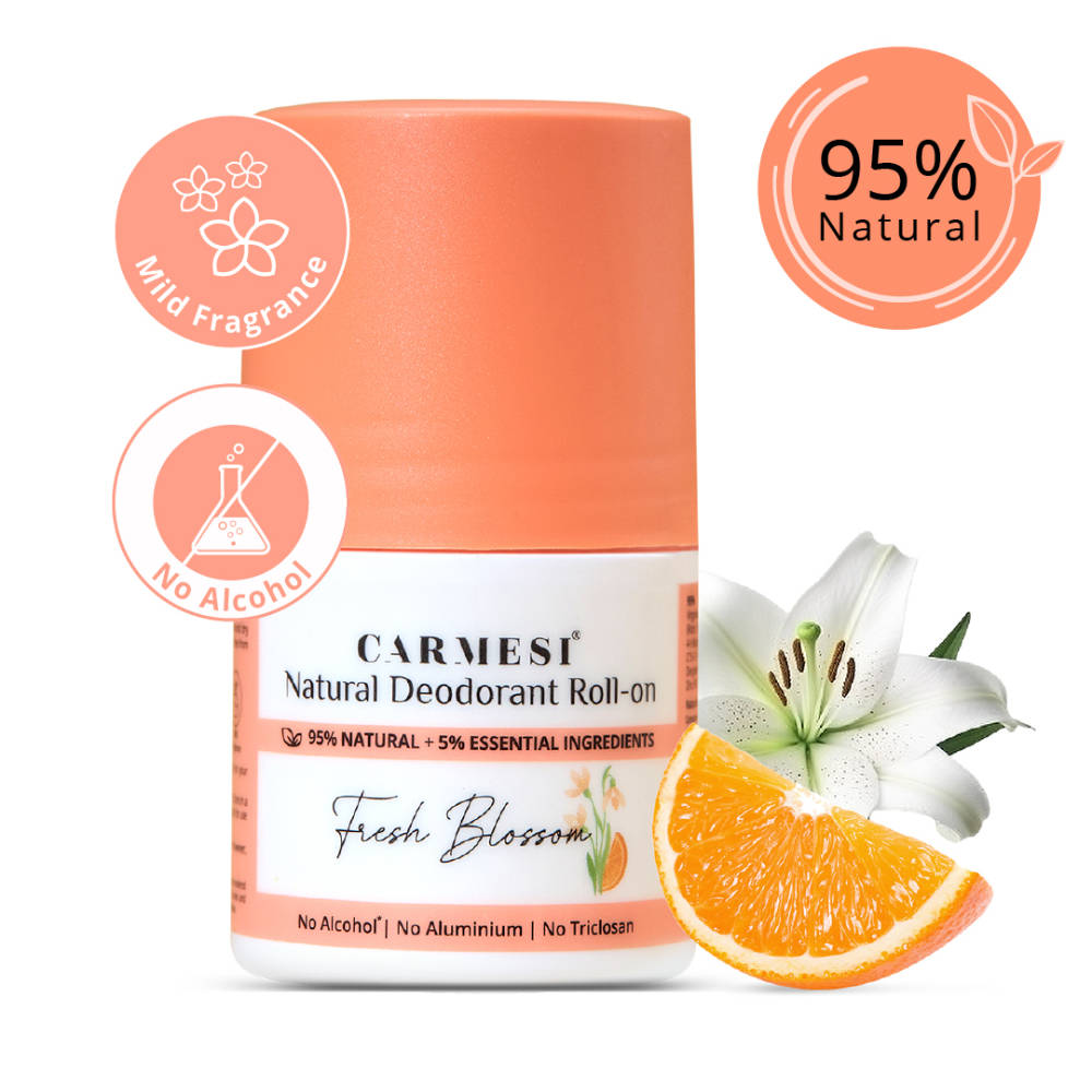 Carmesi Natural Underarms Roll On Deodorant For Women - Fresh Blossom, No Alcohol Or Aluminium