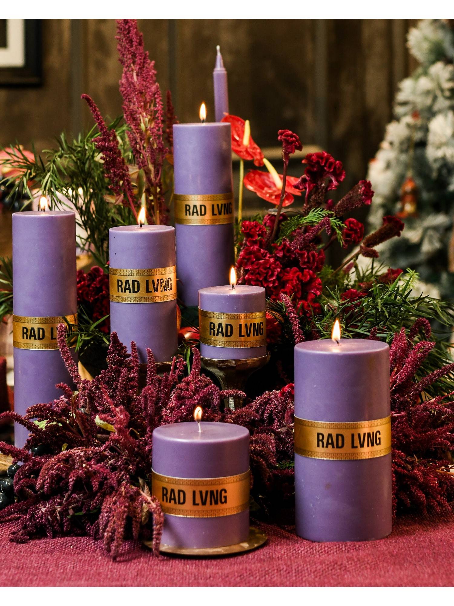 Rad Living Purple Pillar Candles (Set of 6)
