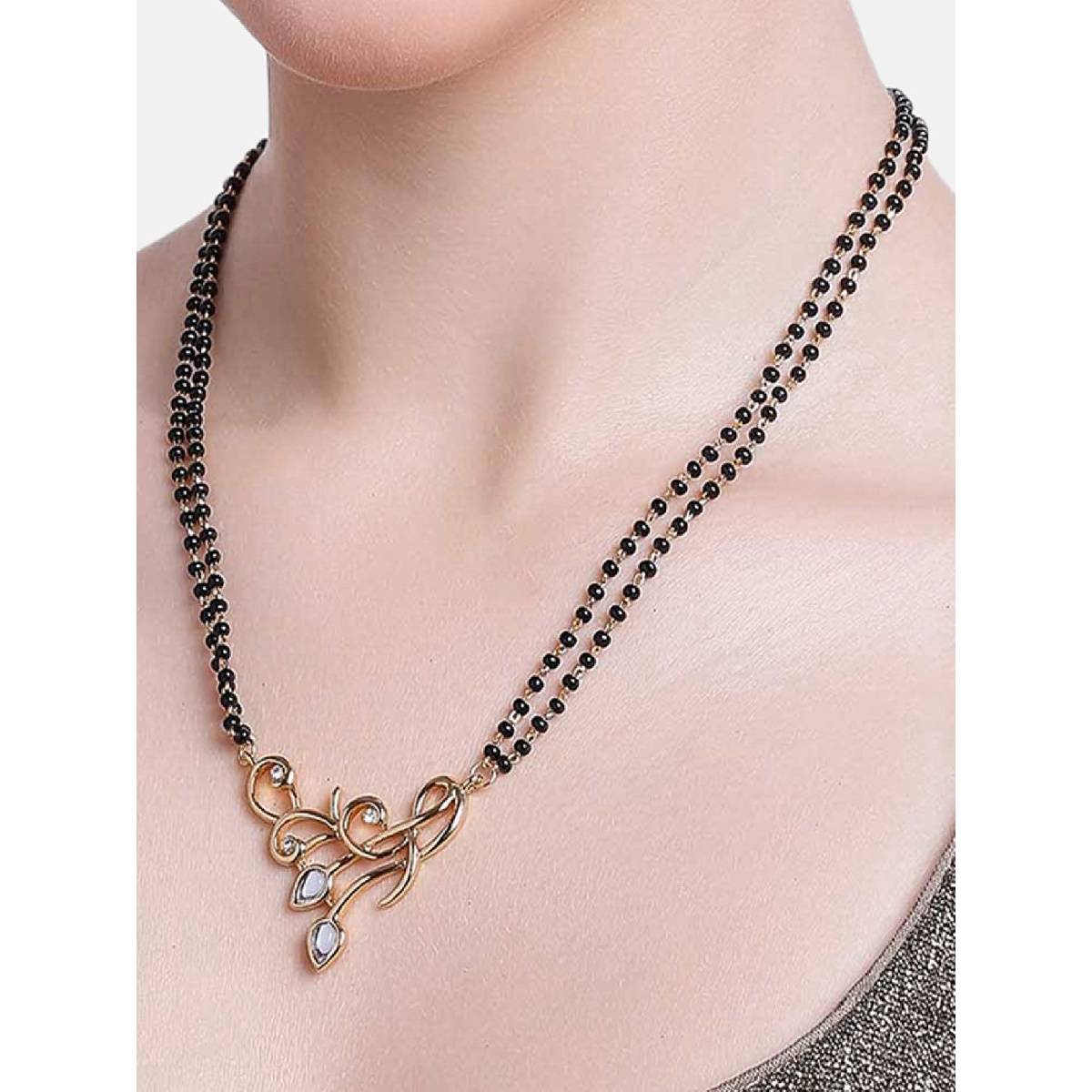 Estele Gold Plated Nestled Mangalsutra Necklace for Women