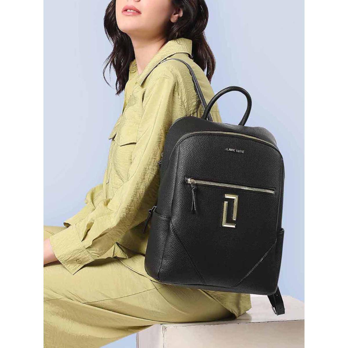 Lavie Luxe Women's Simone 14 Inch Laptop Fashion Backpack (Black) (L)
