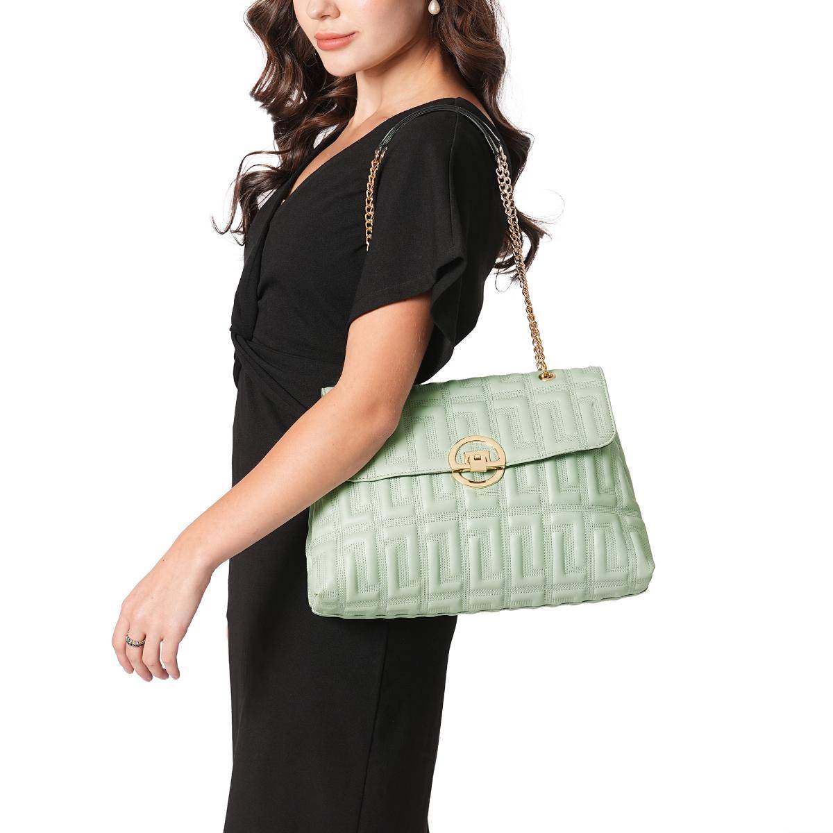 Lavie Luxe Women's Eden Flap Satchel Handbag (Mint) (L)
