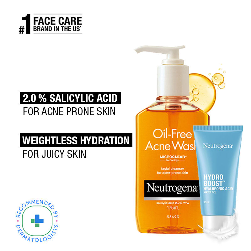 Neutrogena Winter Bestseller Duo - Oil-Free Acne Wash + Face Moisturizer For Supercharged Hydration