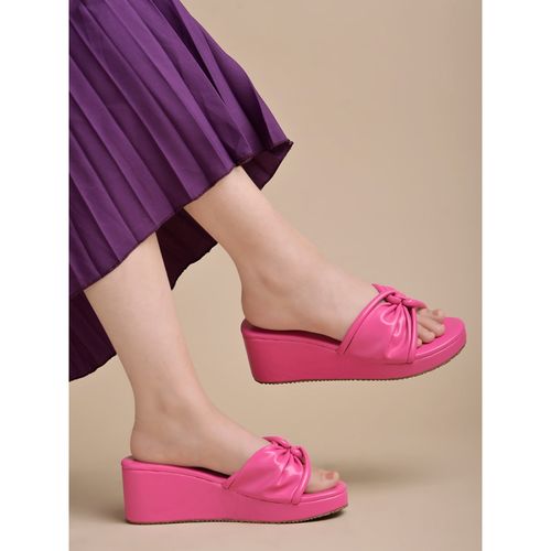 Buy Shoetopia Stylish Crisscross Pink Wedge Heels Online