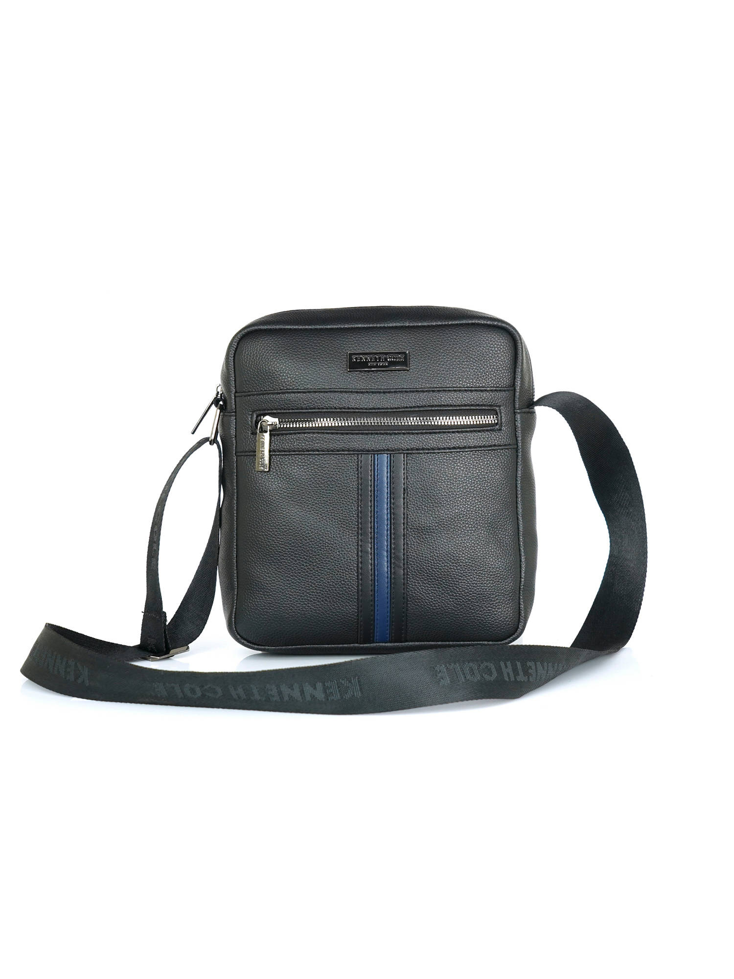 Kenneth Cole Unisex Crossbody Multi-Pocket Utility Pu Crossbody Sling Bag - Black