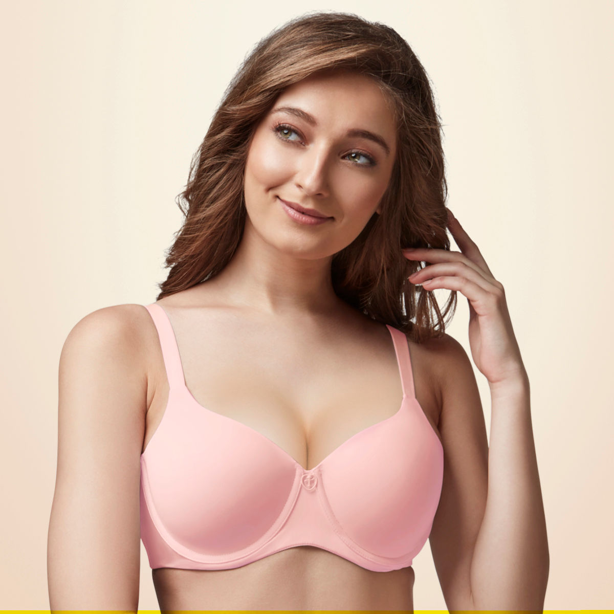Buy Trylo.d.e.light Woman Soft Padded Wired Full Cup Bra - Peach online