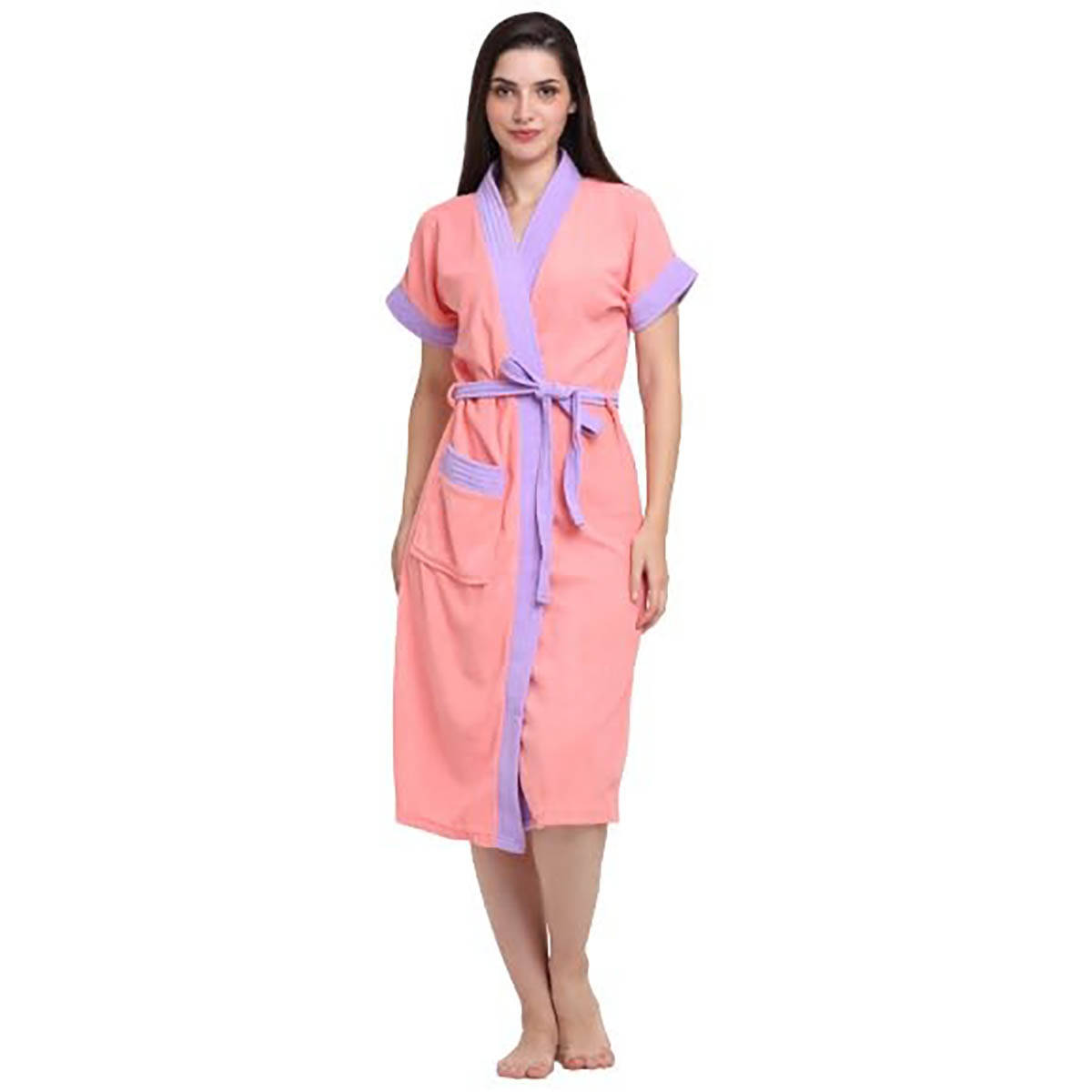 Creeva Pink Dual Tone Micro Terry Bath Robe