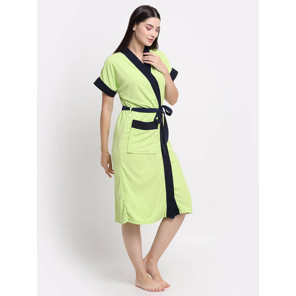 Creeva Parrot Green Micro Terry Bath Robe