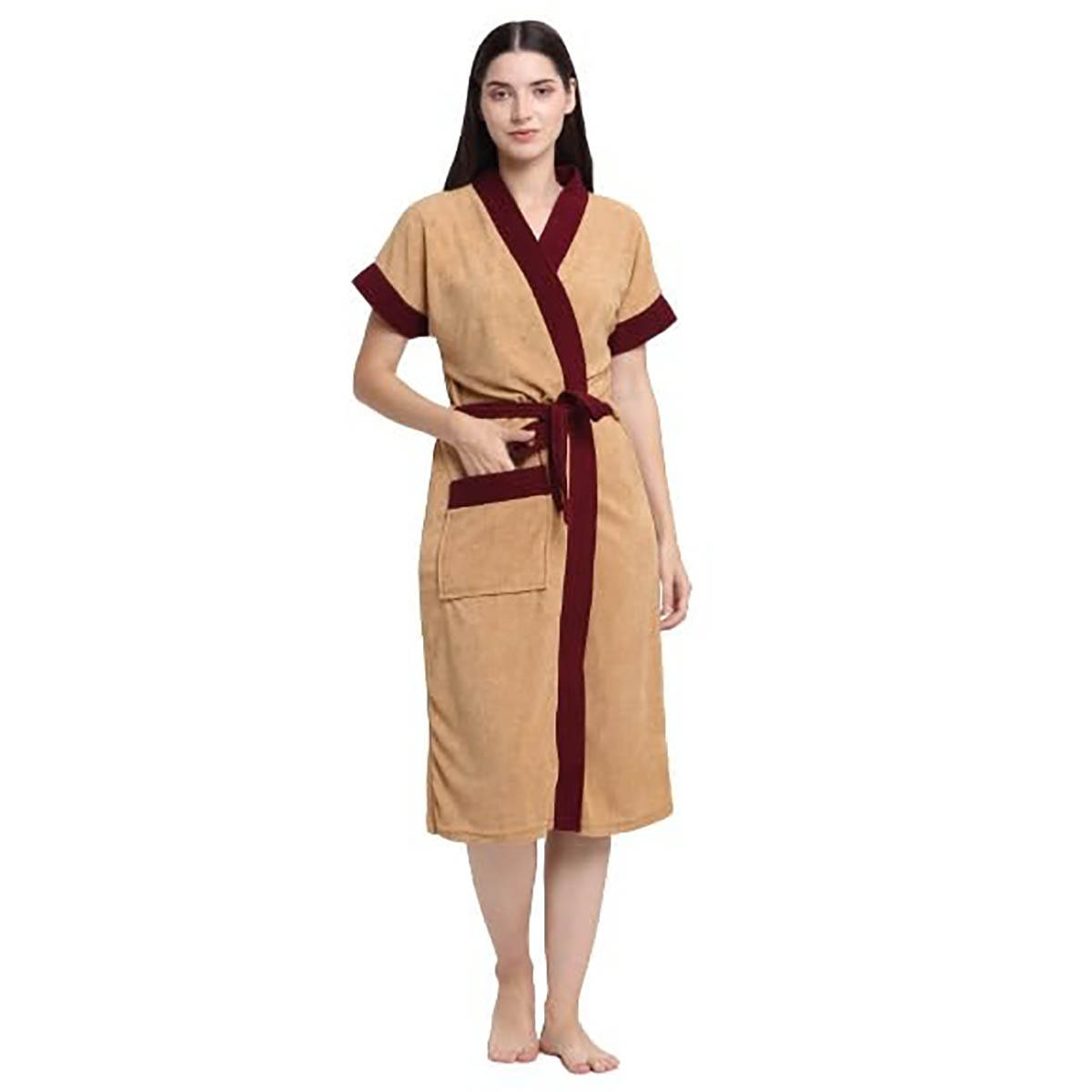 Creeva Beige Micro Terry Bath Robe