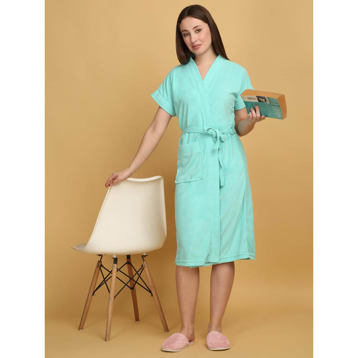 Creeva Ocean Blue Micro Terry Bath Robe