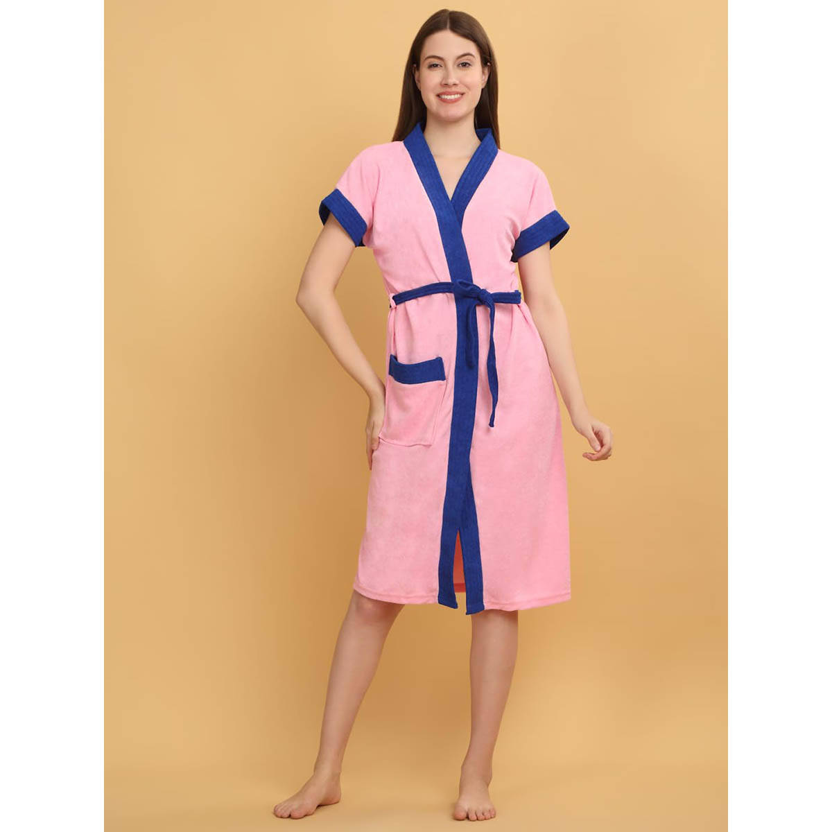 Creeva Pink Dual Tone Micro Terry Bath Robe
