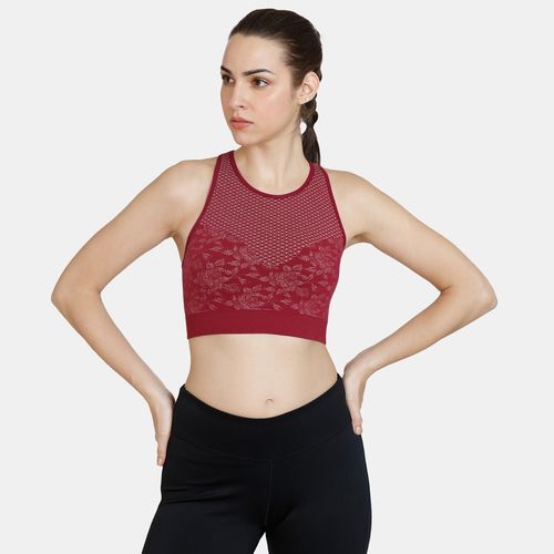 Buy Zivame Zelocity Medium Impact Quick Dry Sports Bra - Beet Red online