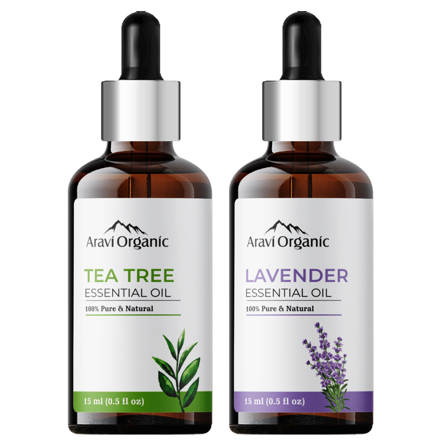 Aravi Organic Tea Tree and Lavender Essential Oil Combo Pack
