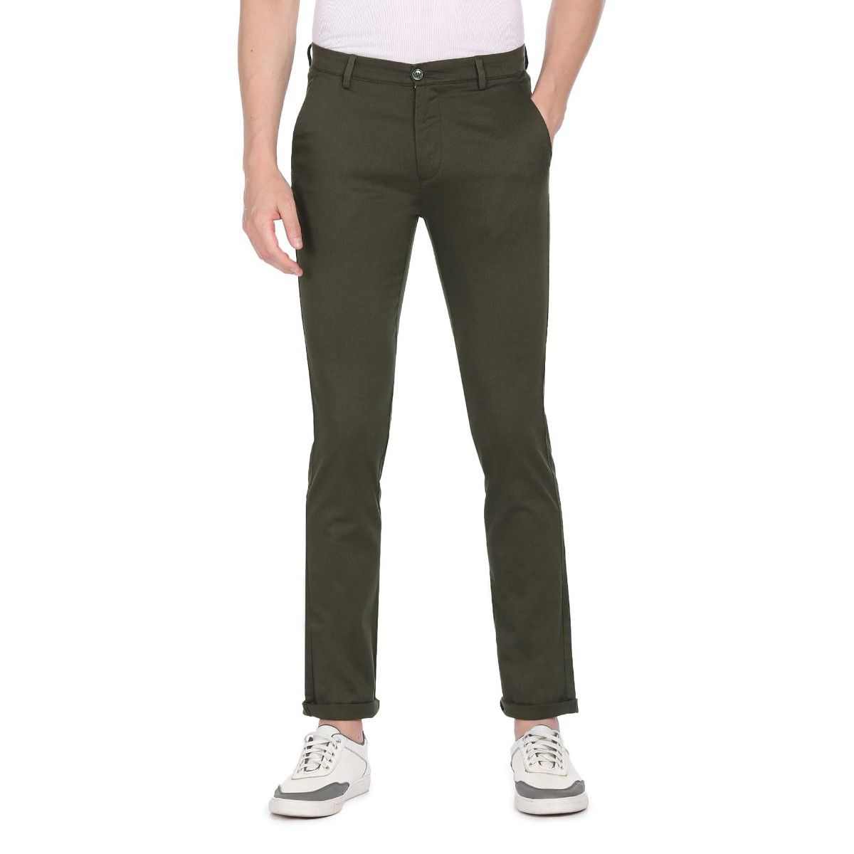 Van Heusen Casual Trousers  Buy Van Heusen Men Olive Textured Slim Fit Trousers  Online  Nykaa Fashion