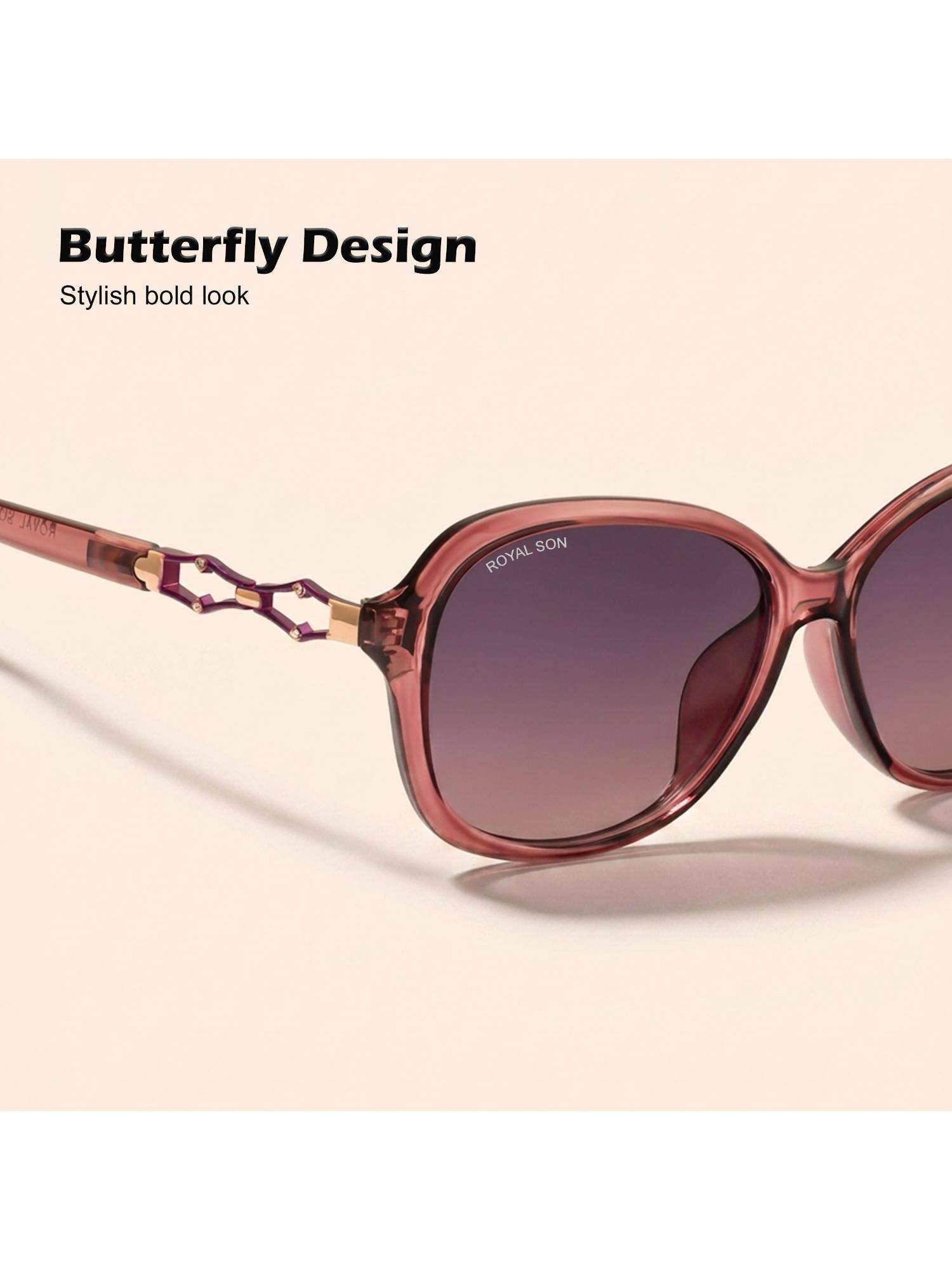 ロイヤルクイーン　小スキレット　Sun  Buy ROYAL SON Butterfly UV Protection Women Sunglasses Purple Lens