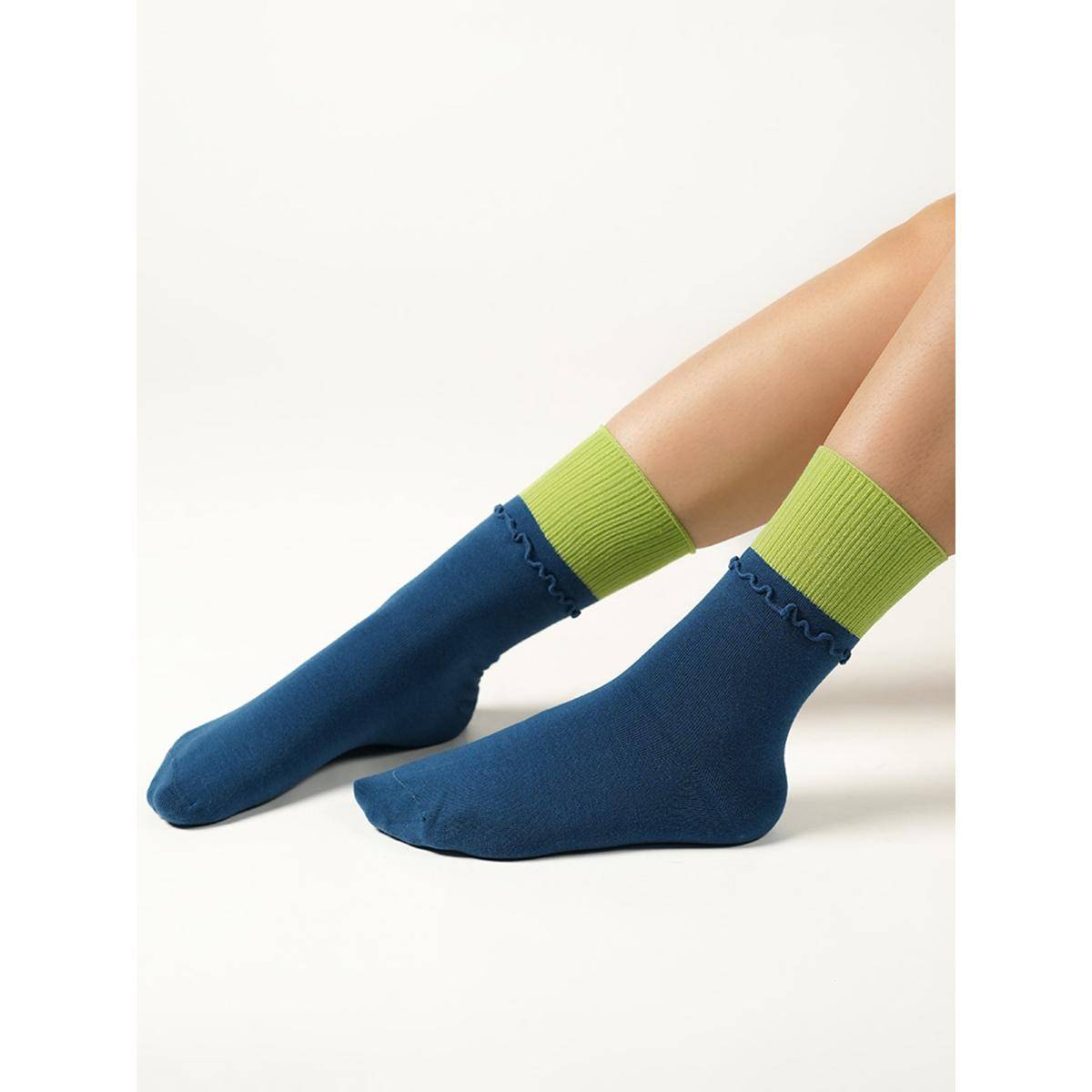 Theater Women Blue Plain Socks