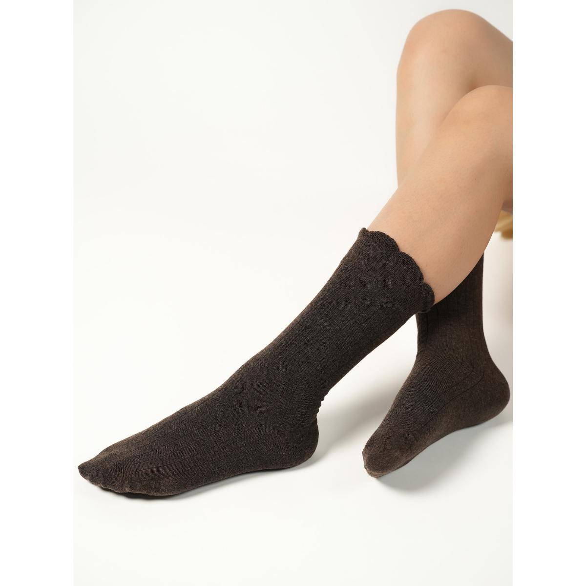 Theater Women Brown Plain Socks