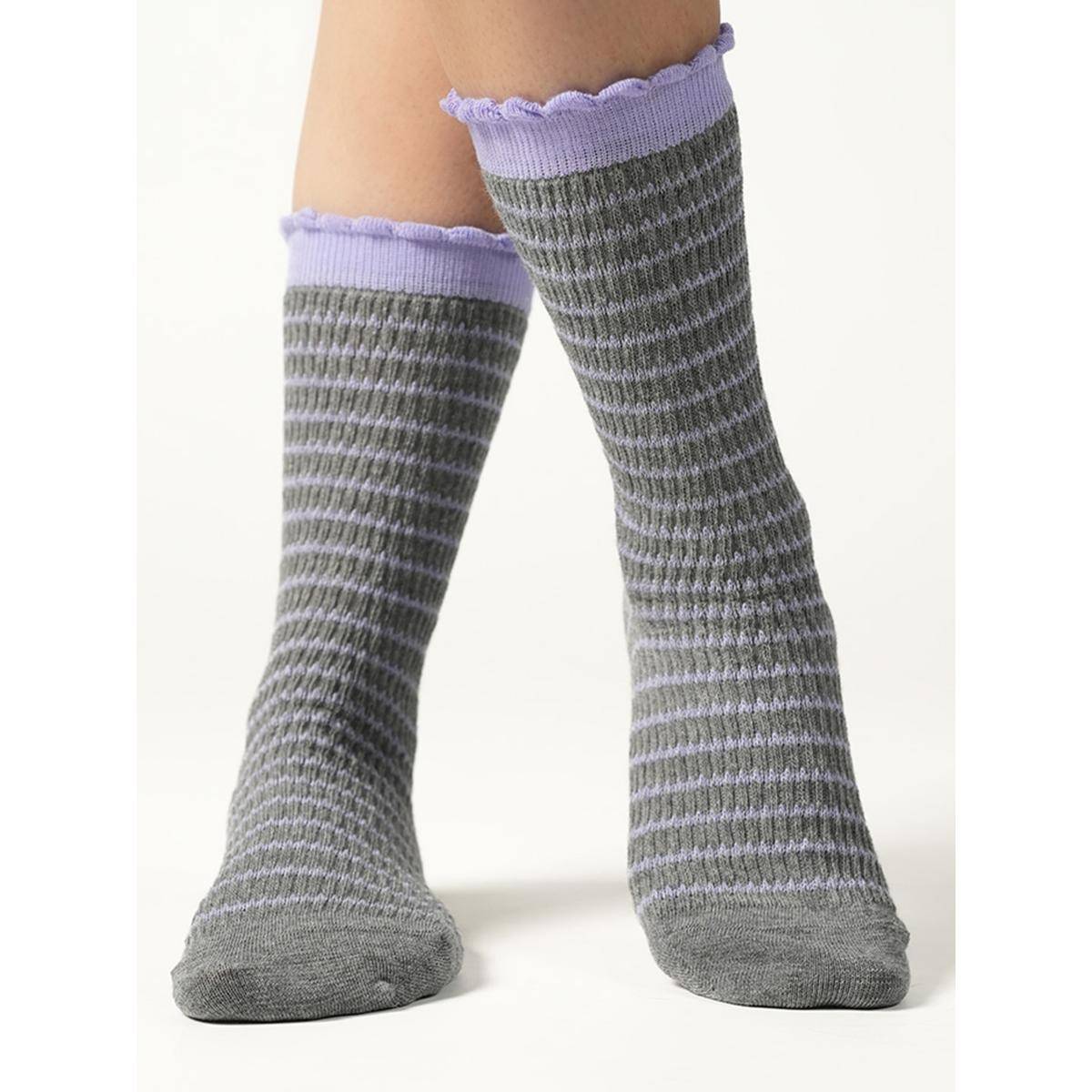 Theater Women Striped Grey Socks