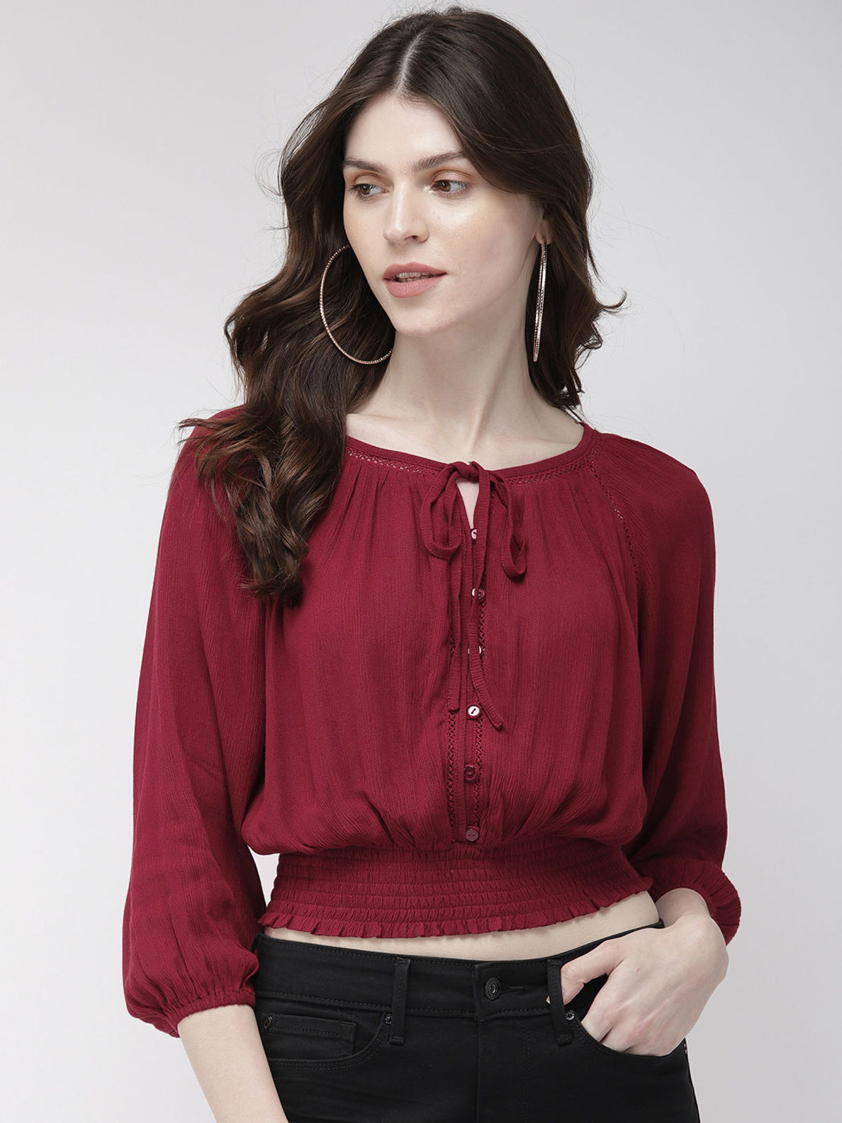 Twenty Dresses By Nykaa Fashion On A Style Ride Maroon Top: Buy Twenty ...