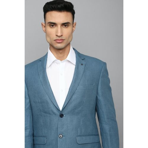 Louis Philippe Men Blue Slim Fit Textured Formal Blazer