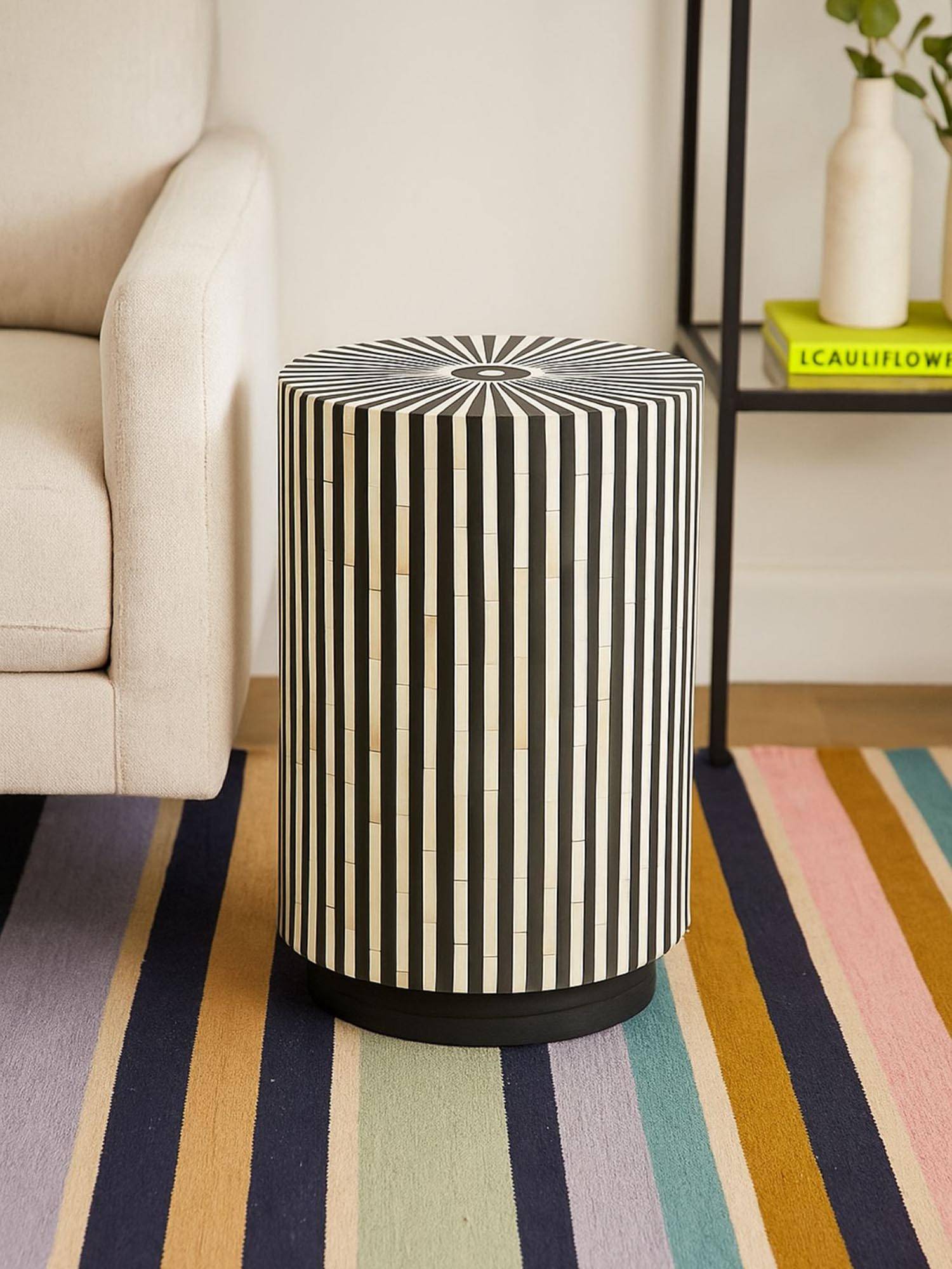 JABRIX Handmade Bone Inlay Side End Table