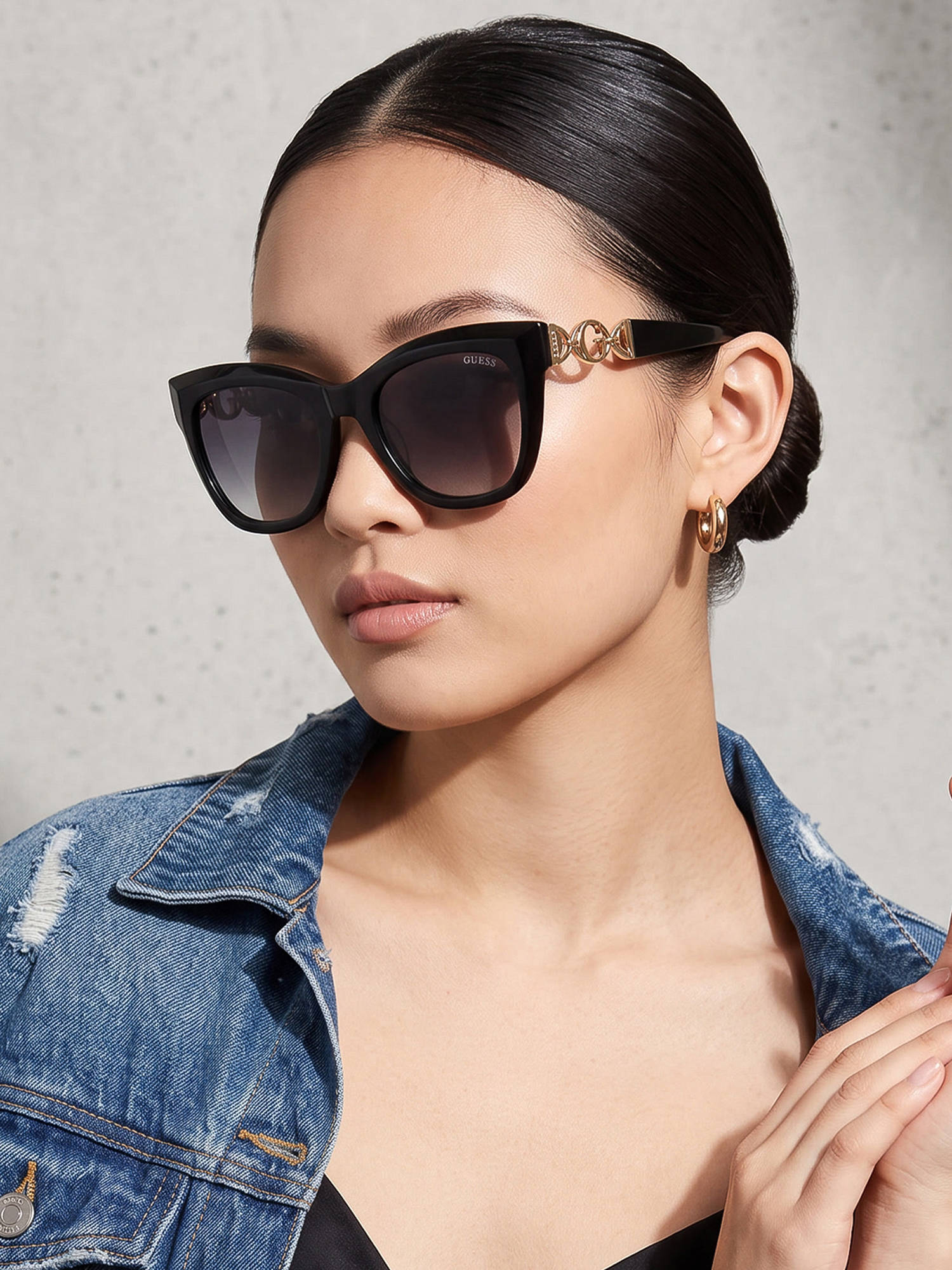 Guess Grey Plastic Uv Protection Full Rim Sunglass for Women-GUS001815205BSG (52)