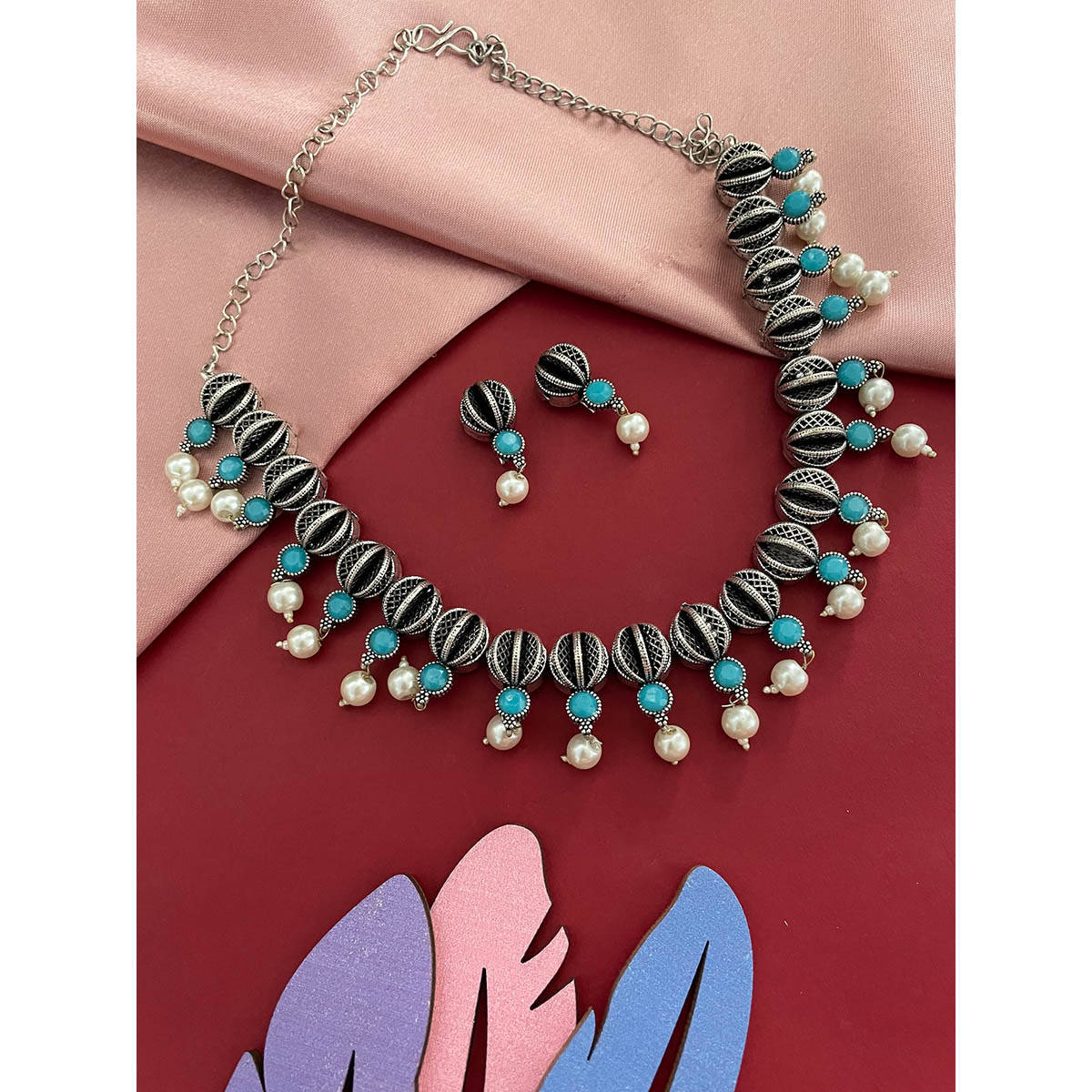 Digital Dress Room Banjara Choker Ball with Pearl Design Jewellery Set