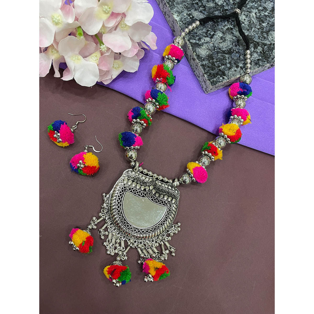 Buy Digital Dress Room Banjara Pom Pom and Mirror with Ghungroo