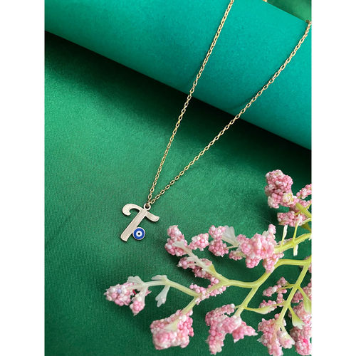 Digital Dress Room Letter 't Blue Evil Eye Name Necklace Gold Plated  Alphabet Chain for Women