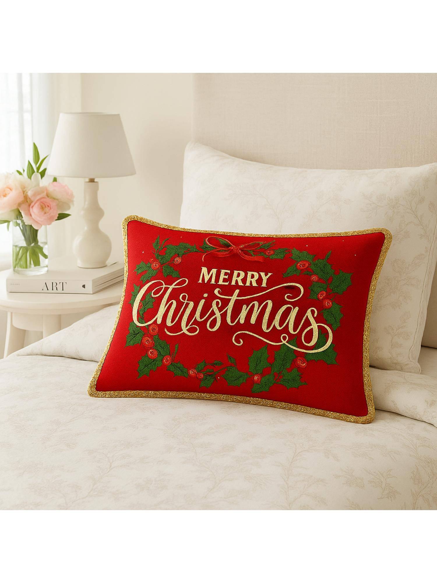 THROW PILLOW Merry Holiday Cushion Cover (12x18 Inches)