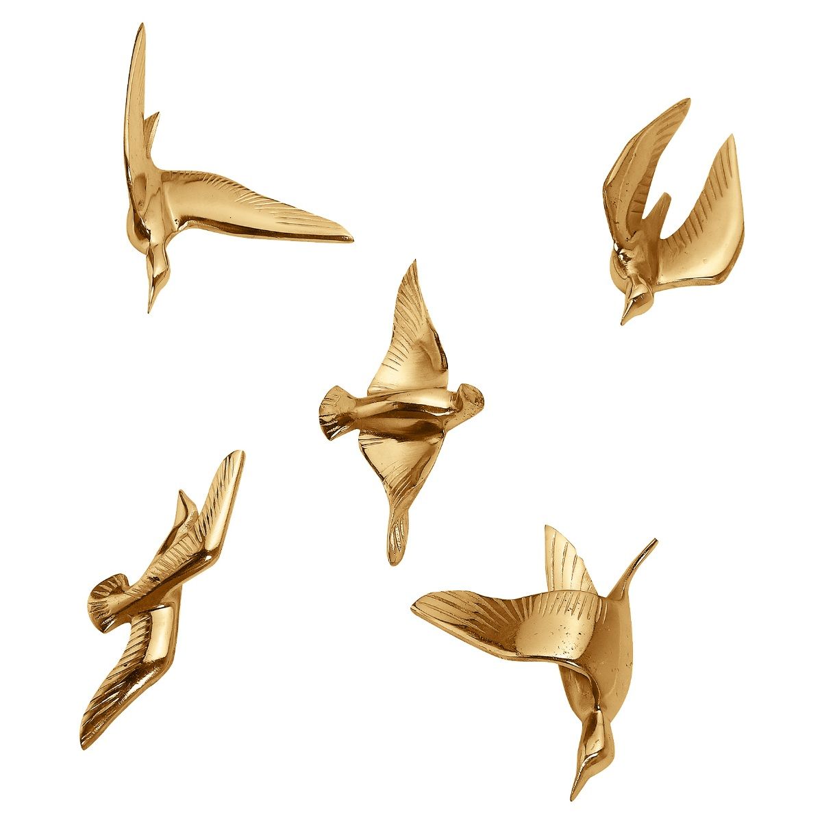 Buy Amaya Decors Aluminium Gold Bird Wall Decor Set of 5 Online