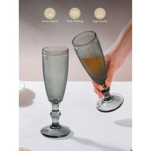 Nestasia Set of 6 Grey Mimosa Glass 150 ml: Buy Nestasia Set of 6 Grey Mimosa  Glass 150 ml Online at Best Price in India