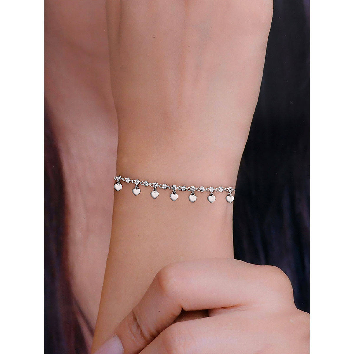 Kai Jewel Sterling Silver Heartfelt String lets Charm Bracelet
