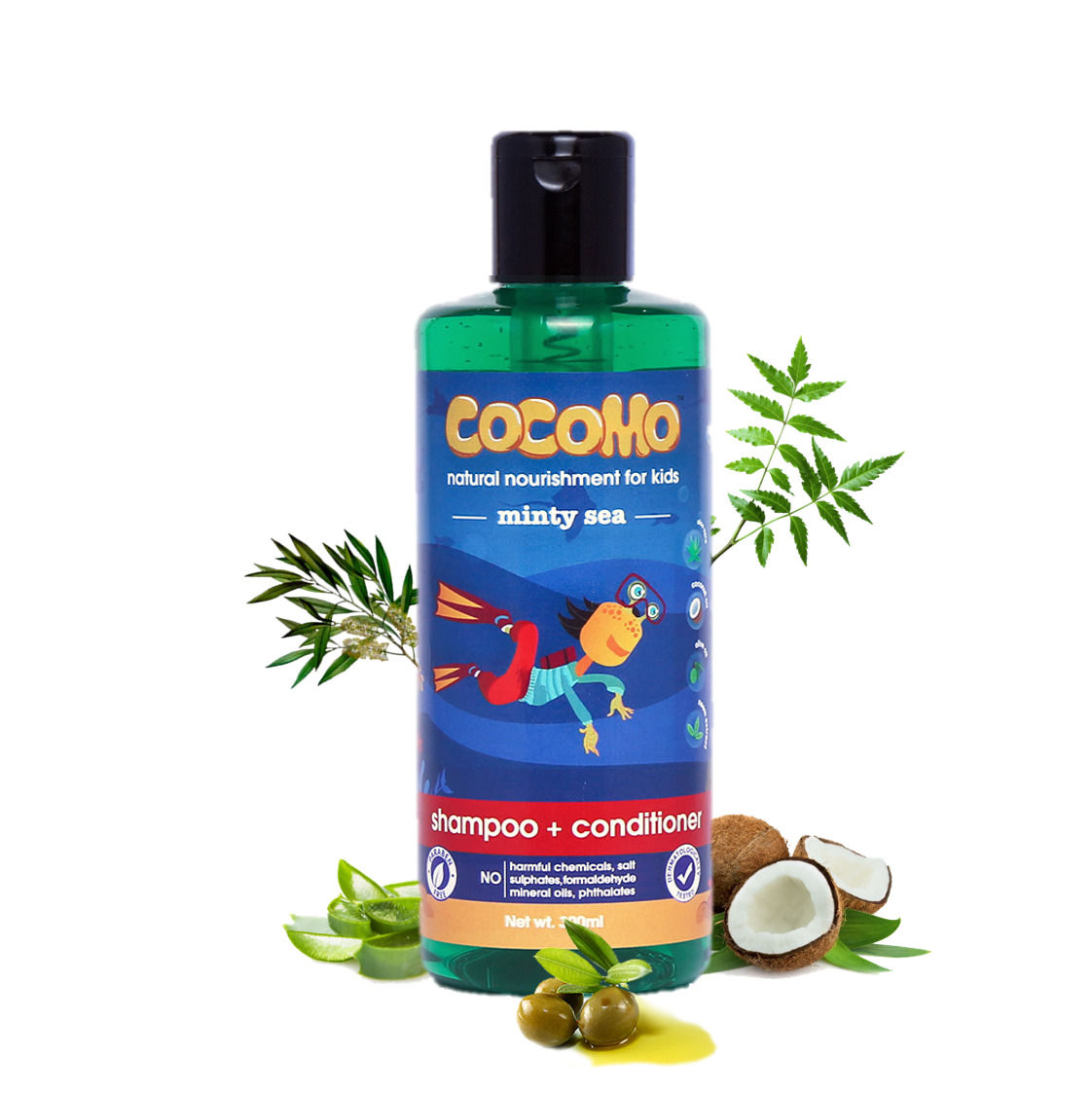 Cocomo Natural Neem & Tea Tree Kids Shampoo & Conditioner- Minty Sea (Age: 4+)