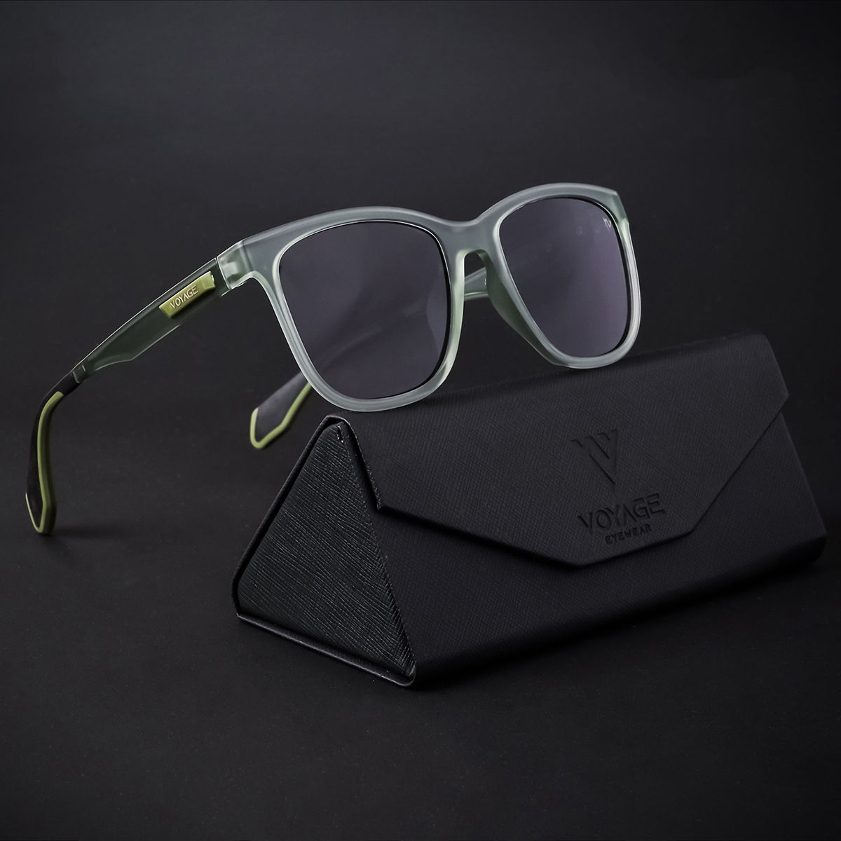 Gunmetal Hipster Thin Metal Tinted Sunglasses with Green Sunwear Lenses -  The Librarian