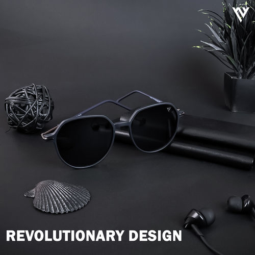 Voyage Navy Blue Polarized Round Sunglasses for Men Women TR8068PMG4296