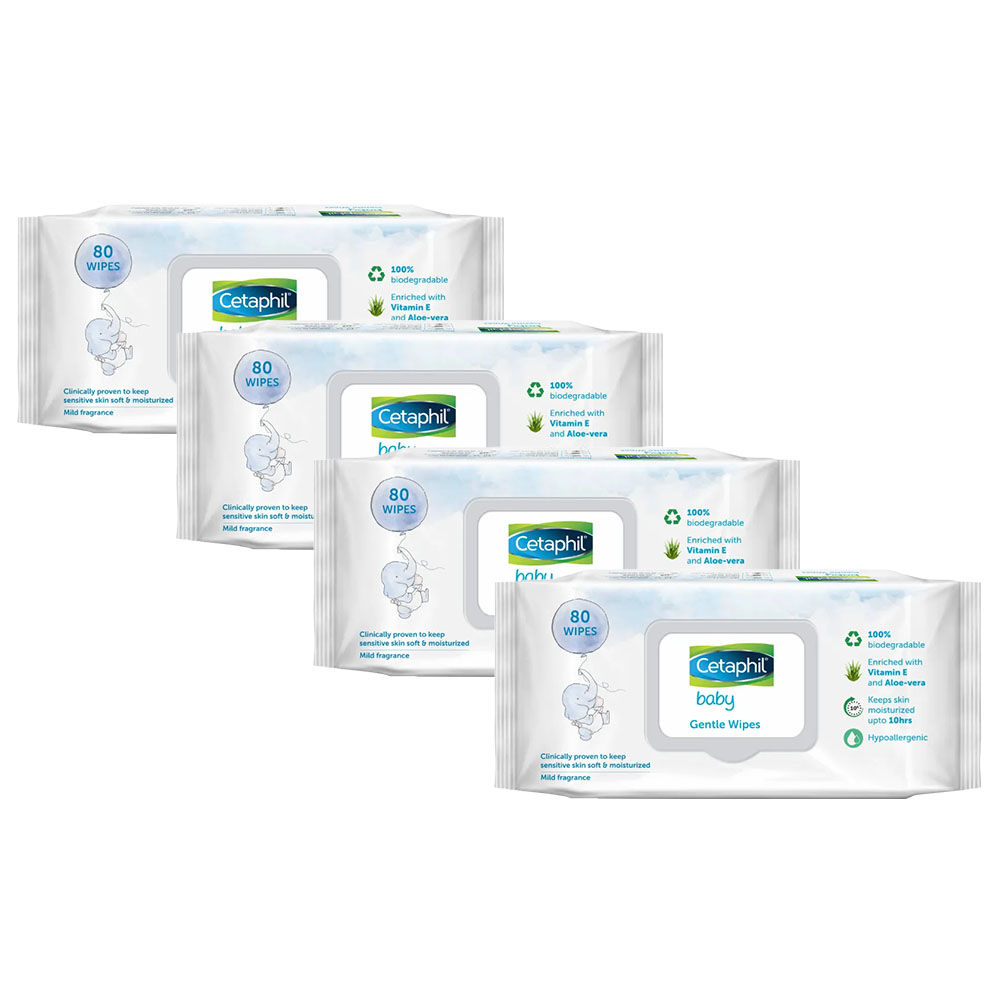 Cetaphil Baby Wipes 80 Pieces Pack Of 4