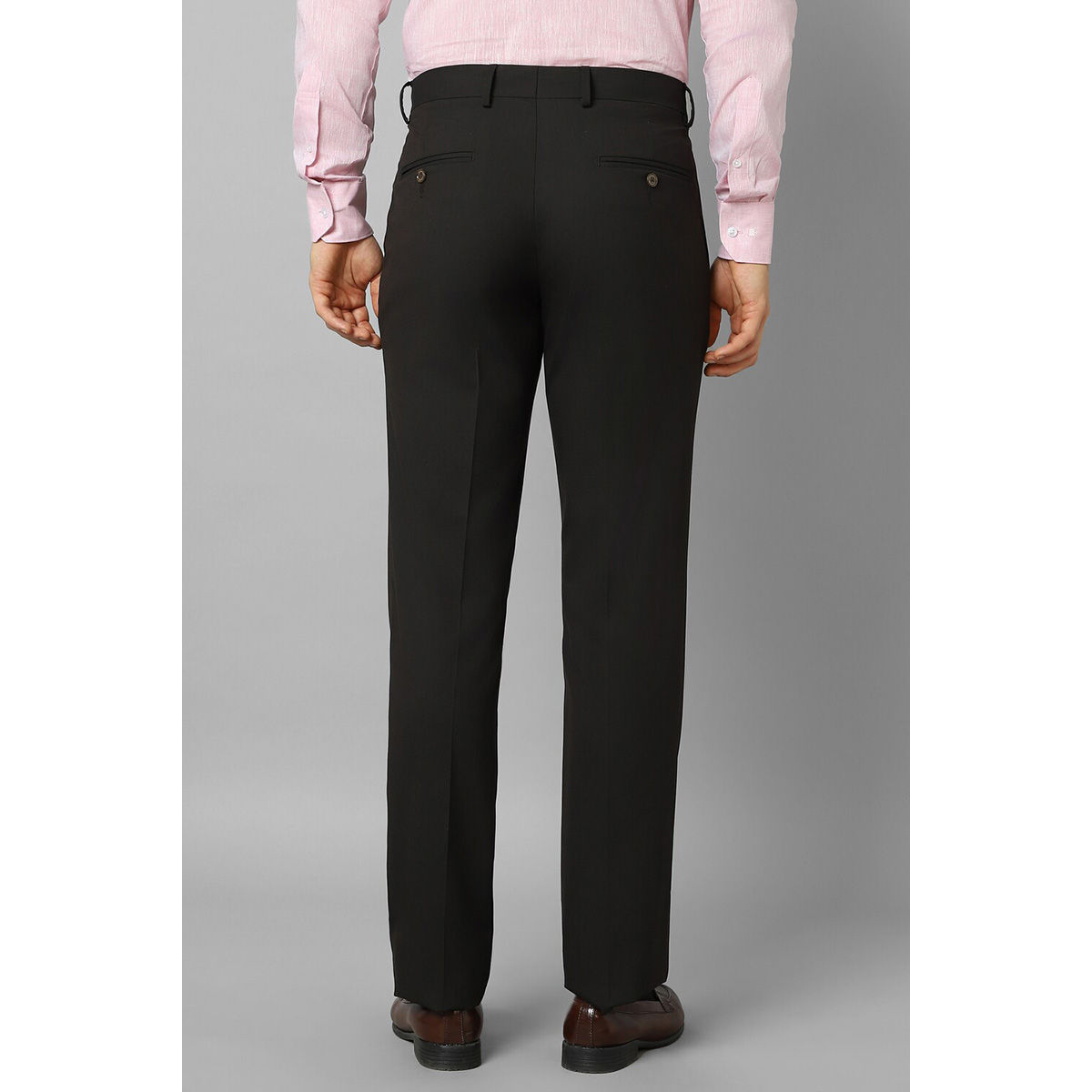 Buy Louis Philippe Men Blue Regular Fit Solid Pleated Formal Trousers online