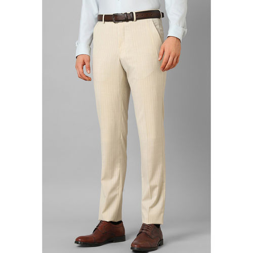 Buy Louis Philippe Men's Straight Formal Trousers  (8907410063118_LPTF1M00742_34W x 35L_Medium Ivory Solid) at