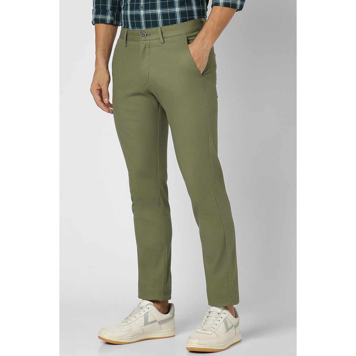 Buy Peter England Cotton Lycra Blend Khaki Solid Ultra Slim Fit Casual  Trouser Online at Low Prices in India - Paytmmall.com