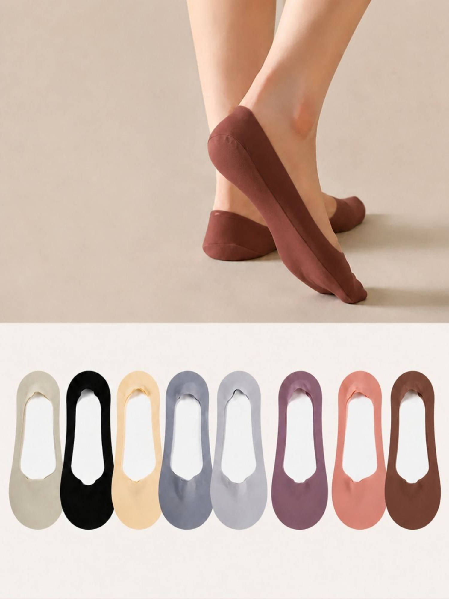 CrossKulture Multi-Color Solid No Show Socks (Pack Of 8)