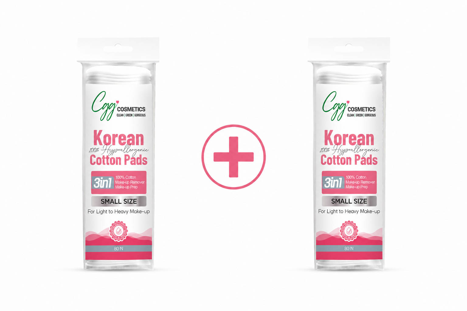 CGG Cosmetics Korean Makeup Remover Cotton Pads Small Size Bonus Pack Included - Pack Of 80