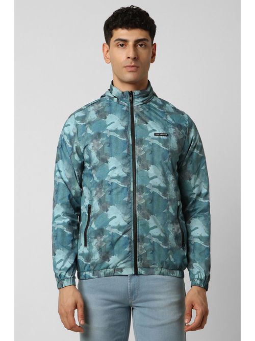 Buy Van Heusen Men Blue Print Reversible Casual Jacket Online
