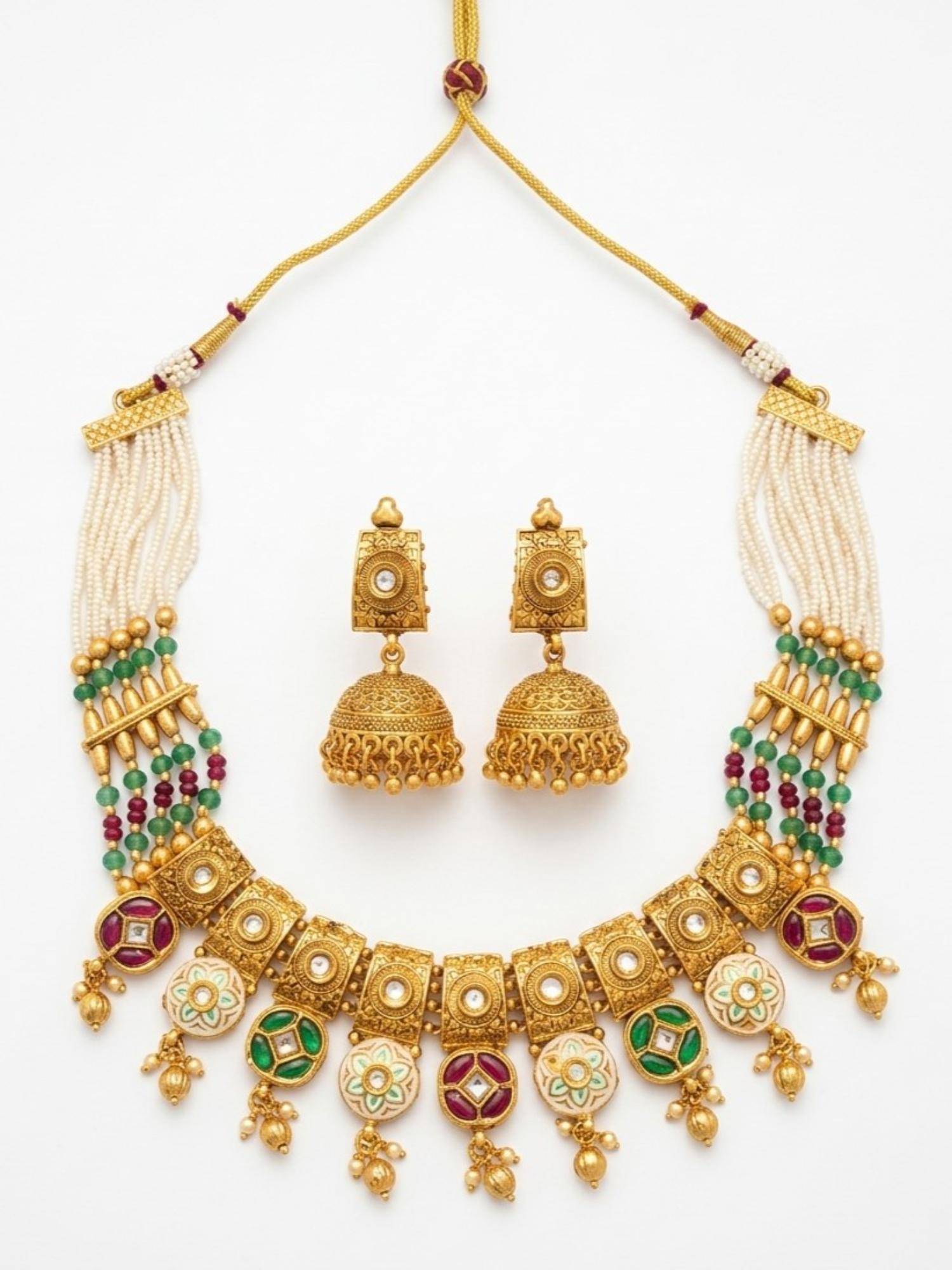 STILEADDA Bandhai Inspired Necklace With Earrings