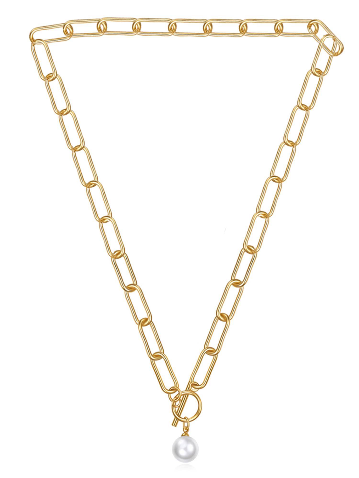 Peora Gold Plated Pearl Pendant Necklace Fashion Wear Stylish for Women